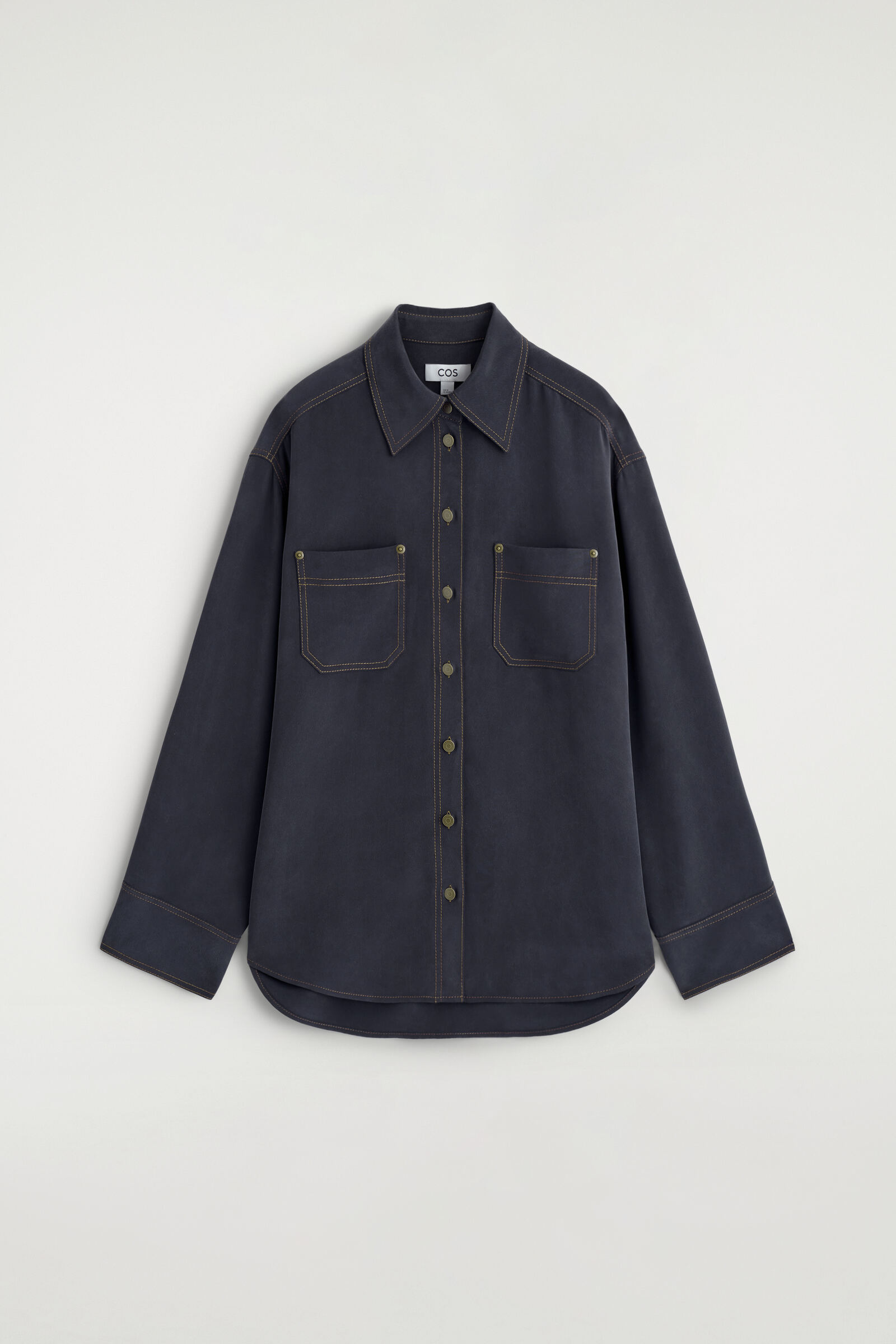 デニムエフェクト シルクシャツ